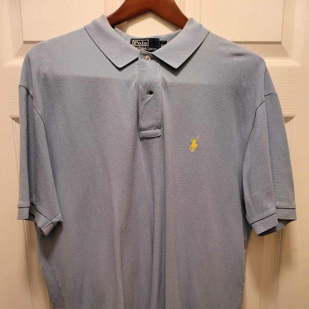 Mens Polo Shirt by Ralph Lauren, Short Sleeve, Size XL, Powder Blue